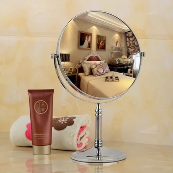 Зеркало для ванной комнаты из нержавеющей стали, косметическое зеркало на 2 лица, увеличительное, Современная спальня, Туалетная комната, Вращающееся Зеркало для макияжа, стоящее