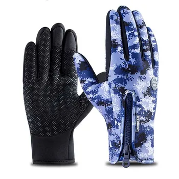 Зимние перчатки для мужчин, теплые спортивные женские перчатки с сенсорным экраном, брызгозащищенные, мотоциклетные, Велосипедные, Лыжные, сноубордические, нескользящие перчатки на молнии