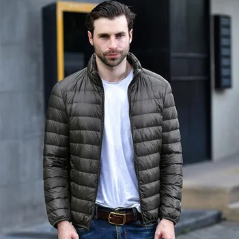 Зимняя куртка Мужская Ультралегкая упаковываемая пуховая куртка, водонепроницаемое и ветрозащитное дышащее пальто, мужские толстовки Большого размера, Куртки
