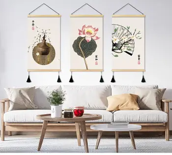 Картины в китайском стиле с изображением цветка Лотоса, Декор гостиной, спальни, офиса, Эстетическая картина, Гобелен, Настенный плакат
