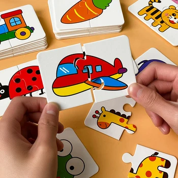 Карточки Монтессори для малышей, игра-головоломка для раннего образования, мультяшные игрушки-пазлы, цвет, форма, когнитивный обучающий подарок