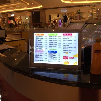 Кафе-магазин Акриловый бескаркасный светодиодный лайтбокс меню с подсветкой по краям для ресторана