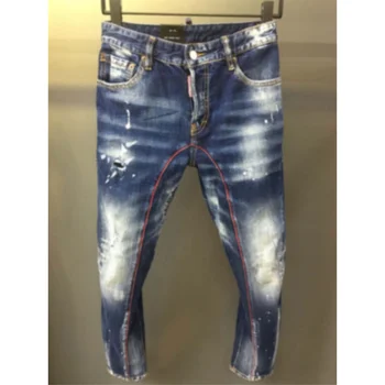 Классические мужские брендовые джинсы ICON Style, Деловые Повседневные стрейчевые Узкие мотобайкерские Джинсовые брюки, Синие брюки, мужские джинсы
