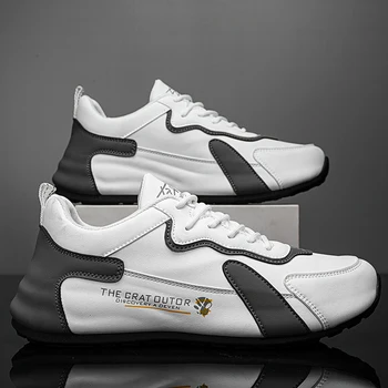 Кожаные Мужские Спортивные кроссовки Дышащая Мужская Обувь для прогулок и вождения На открытом воздухе Мужские Кроссовки для бега Zapatillas Hombre