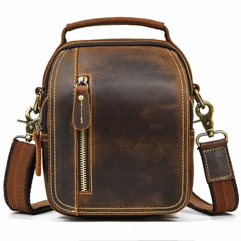 Кожаный ретро-рюкзак Crazy Horse, большая вместительная маленькая сумка из натуральной кожи, многофункциональная сумка через плечо, повседневная сумка через плечо