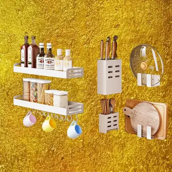 Компактный кухонный стеллаж для хранения: Настенный многофункциональный комплект для организованного блаженства