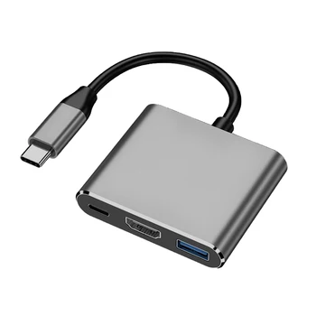 Концентратор Адаптер Для Телефона Планшета 3 Порта Type C К USB Ноутбуку Универсальный Стабильный Сигнал Прочная Быстрая Зарядка Из Алюминиевого Сплава Портативный 4K HD