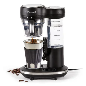 Кофеварка PowerXL Grind and Go Plus, автоматическая кофемашина на одну порцию с кофеваркой на 16 унций, кофеварка