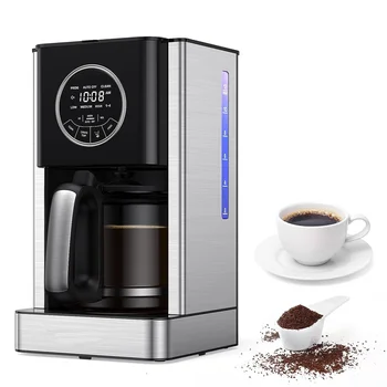Кофеварка RHÔNE, Капельная кофемашина со стеклянным графином, Автоматическая, сохраняет тепло, программируемый таймер на 24 часа, крепость заварки и прикосновение