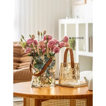 Креативное ощущение высокого класса в стеклянной вазе, легкая роскошь, прозрачные цветы, розы на водной основе, портативные украшения для сумок, гостиная
