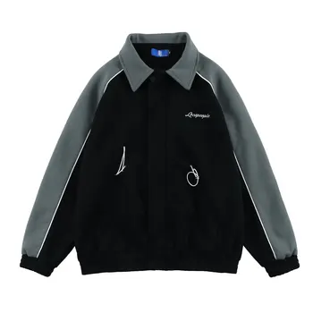Куртки для мужчин С карманами, хлопковая куртка в стиле пэчворк, Весна 2022, уличная одежда в стиле Харадзюку, Повседневная университетская куртка, верхняя одежда для пары