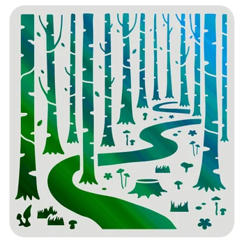 Лесные Трафареты 11,8 дюйма Трафарет для рисования лесных деревьев Трафарет для Лесной тропинки Трафарет Для Рисования растений В лесу Трафареты