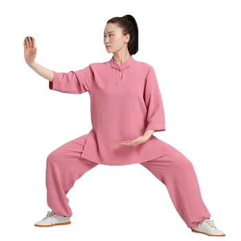 Летний тонкий костюм Тай-цзи с рукавом пять четвертей, женская одежда для тренировок по боксу с тенью, одежда для выступлений в боевых искусствах, сценическая одежда