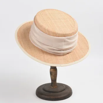 Летняя шляпа с широкими полями, женская Соломенная шляпа с плоским верхом, Плиссированная тесьма, Соломенная шляпа Унисекс, Солнцезащитная шляпа, Пляжная Шляпа, Шляпа-Дерби в стиле Кентукки, Защита от солнца