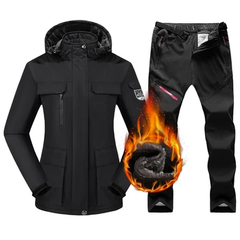 Лыжный костюм, женский зимний уличный теплый водонепроницаемый лыжный костюм для сноуборда, женская дышащая лыжная теплая флисовая куртка и брюки, зимний костюм