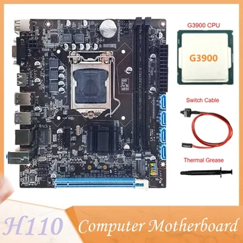Материнская плата настольного компьютера H110 Поддерживает двухканальный процессор поколения LGA1151 6/7 DDR4RAM + процессор G3900 + Кабель переключения + Термопаста