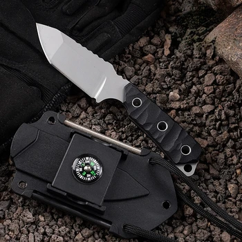 Мини Карманный Нож Шейные Ножи 440C С Фиксированным Лезвием G10 Рукоятка С оболочкой из нейлонового волокна Охотничьи EDC Тактические Военные Ножи для Кустарничества