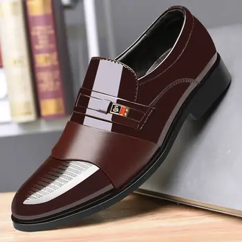 Модельная мужская обувь, официальные модельные туфли без застежки, Мужские Оксфорды, Модная Высококачественная кожаная обувь для мужчин, Лоферы в деловом стиле