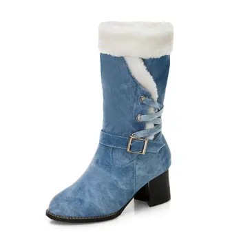 Модные женские зимние ботинки, австралийские классические высококачественные джинсовые теплые женские зимние ботинки, Botas Mujer, большие размеры 34-48, прямая доставка