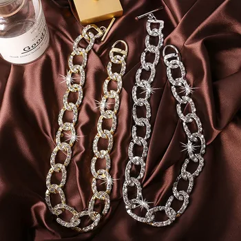 Модные золотые цепочки-чокеры со стразами, ожерелья-чокеры для женщин 2020, Геометрические ожерелья, Эффектные ювелирные изделия, подарки для вечеринок, баров
