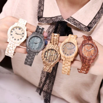 Модные повседневные женские часы Бамбуковые деревянные часы Кварцевые наручные часы Женские часы Лучший подарок Дешевые часы Дропшиппинг
