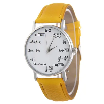 Модные повседневные математические символы из кожи, женские кварцевые наручные часы relojes Hombre, мужские часы relojes Hombre