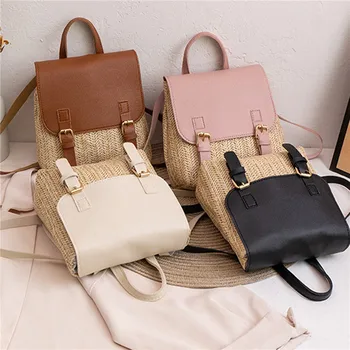 Модные соломенные сумки для женщин, мини-сумочка в стиле ретро, женская нишевая дизайнерская сумка, высококачественный маленький рюкзак из ротанга