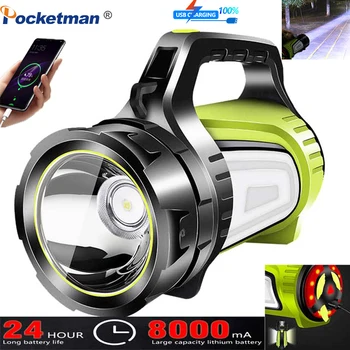Мощный USB Перезаряжаемый светодиодный фонарик, Прожектор, Водонепроницаемая ручная лампа Сверхдальнего действия, фонарь для охоты и рыбалки на открытом воздухе