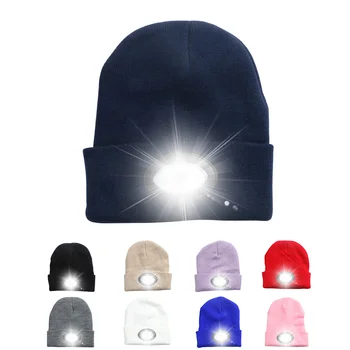 Мощный светодиодный налобный фонарь 6LED, вязаная шапочка-бини, Перезаряжаемый легкий Ручной фонарик, кепка для скалолазания, Рыбалки, кемпинга, теплая шапка