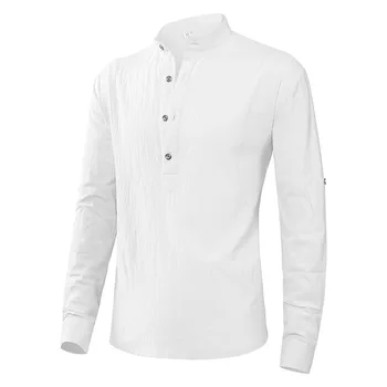 Мужская рубашка с длинным рукавом 2023, Весенне-осенняя новинка, однотонная простая Удобная Дышащая Повседневная рубашка Большого размера