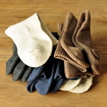 Мужские Носки SAUCE ZHAN, Зимние толстые носки, однотонные винтажные Хлопчатобумажные носки средней длины с защитой от запаха, 4 пары