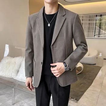 Мужской высококачественный шерстяной утолщенный пиджак, деловой офисный мужской пиджак, высококачественная текстура, новый стиль 2023
