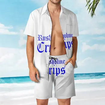 Мужской пляжный костюм с наклейками Rusholme Crips, костюм из 2 предметов, винтажный домашний уникальный