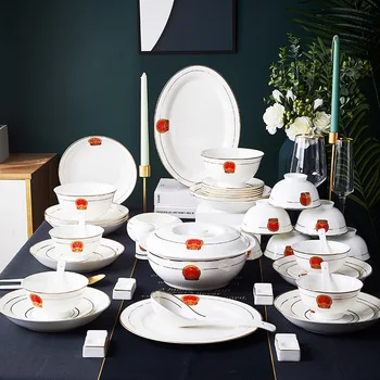 Набор посуды оптом, набор керамической посуды Цзиндэчжэнь, китайская посуда на 60 головок, Европейский набор посуды