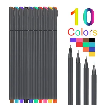Набор Ручек для рисования 10 Цветов Тонкая Точечная линия 0,38 мм Акварельный Маркер для рисования, Лайнер, Ручки для рисования, Школьные принадлежности для рукоделия F954