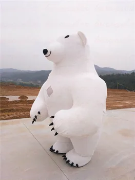Надувной костюм талисмана белого медведя 2,8 м на Хэллоуин, рекламная вечеринка, игровое платье