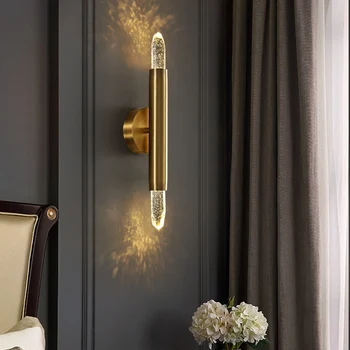 Настенный светильник FSS с золотым кристаллом, светодиодные светильники для гостиной, Креативный проход, Прикроватные тумбочки для спальни, Декоративные светильники для помещений