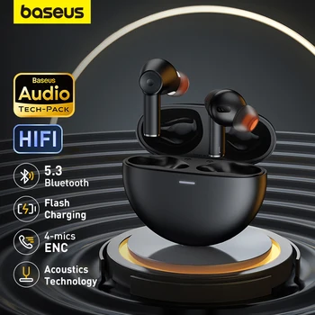 Наушники Baseus Bowie EX TWS 5.3 Bluetooth, Наушники с шумоподавлением, Игровая гарнитура, Беспроводные наушники, 4 Микрофона ENC