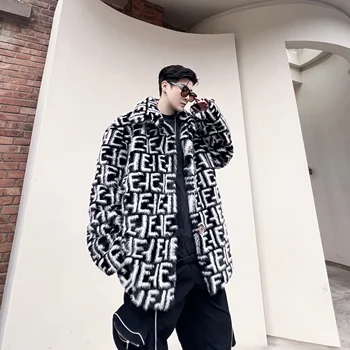 Негабаритные Куртки Из искусственного Меха Мужские Тенденции Японской Моды Harajuku Уличная Одежда Подросткового Свободного Кроя Тренчи Зимняя Повседневная Одежда