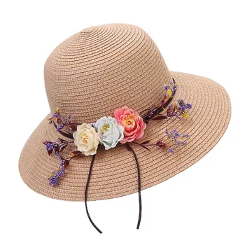 Новая Бумажная Летняя женская шляпа от солнца с цветочной лентой, Панама, Пляжные шляпы для женщин, Chapeu Feminino, Сомбреро, Соломенная шляпа с гибкими полями
