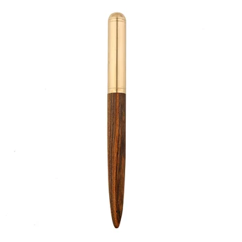 Новая винтажная авторучка из натурального дерева с золотым колпачком и кончиком 0,7 мм, чернильная ручка для письма, Подарочная ручка