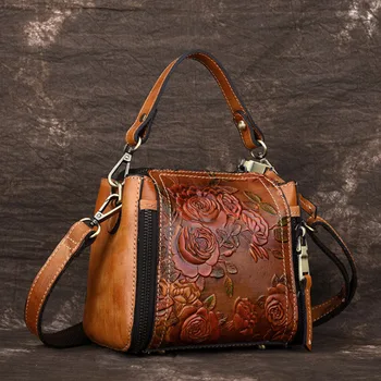 Новая Высококачественная Женская сумка-тоут с Тиснением Через плечо, Роскошная Женская сумка-мессенджер с Цветочным Рисунком, сумка из натуральной кожи