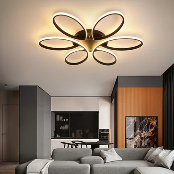 Новая светодиодная люстра в современном стиле для гостиной, спальни, столовой, кухни, кабинета, потолочный светильник, черный дизайн, светильник с дистанционным управлением