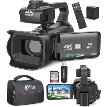 Новая Цифровая камера 4K, 64-мегапиксельная Видеокамера С ручной фокусировкой, 4,0-дюймовый сенсорный экран, 18-кратный цифровой Зум, Видеомагнитофон для YouTube Best