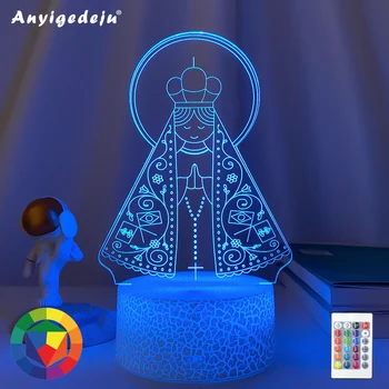Новейший 3D Светодиодный Ночник Our Lady Aparecida для Церковных Декоративных Светильников, Классный Подарок для Веры, Настольные Лампы с Батарейным питанием от Usb