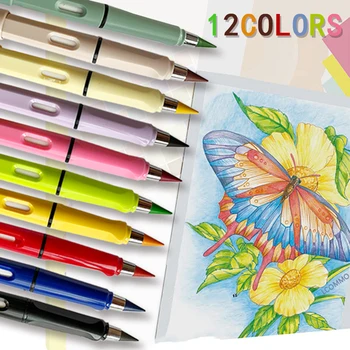 Новые 12 цветов художественных Карандашей для рисования, Неограниченное количество записей, Вечный карандаш, Стираемая красочная ручка Без чернил, Детские Канцелярские принадлежности Kawaii