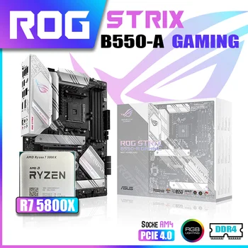 Новый Комплект ASUS ROG STRIX B550-A GAMING С процессором AMD Ryzen 7 5800X Процессор Памяти DDR4 Материнская плата AM4 mATX RGB Combo