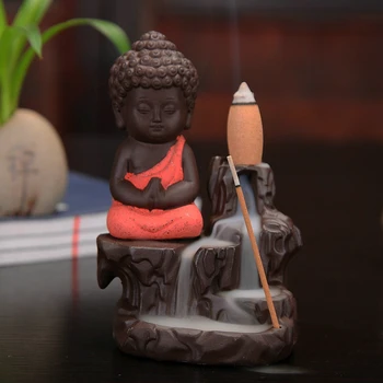 Новый Маленький Монах Креативный Керамический Держатель Для Курильницы с Обратным Потоком дыма + 10 Конусов