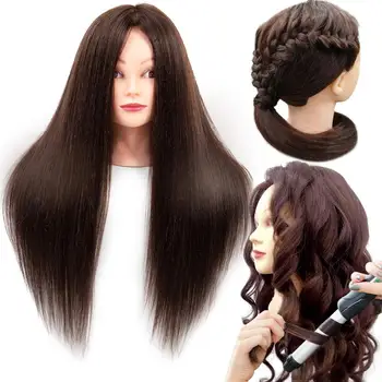 Обучающая головка 85% Настоящих человеческих волос 60 см для парикмахерской укладки, парикмахерской практики, профессиональной подготовки кукол-манекенов