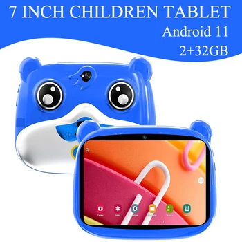 Обучающий планшет для детей, 7-дюймовая развивающая игрушка для малышей, детский подарок Android 11, 2 ГБ-32 ГБ HD с двумя камерами